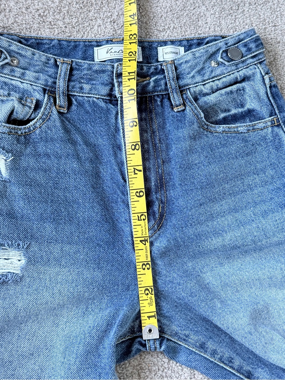 KanCan Signature 90's Straight Distressed High Rise Raw Hem Jeans Size 25 #6 - Picture 9 of 11